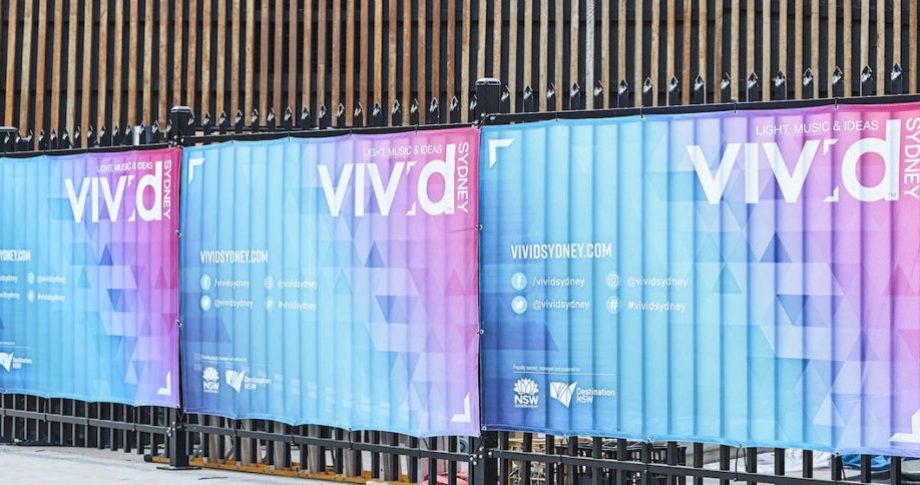 Vivid Sydney scrim fencing