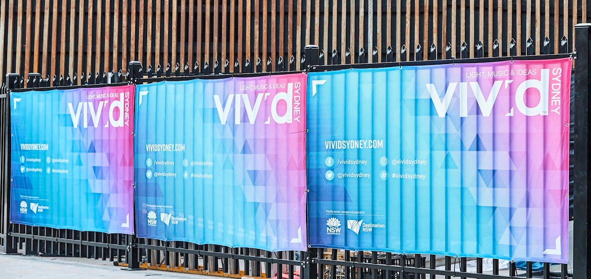 Vivid Sydney scrim mesh fencing