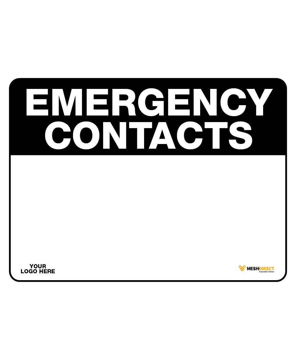 Blank Emergency Contact Details Safety Sign