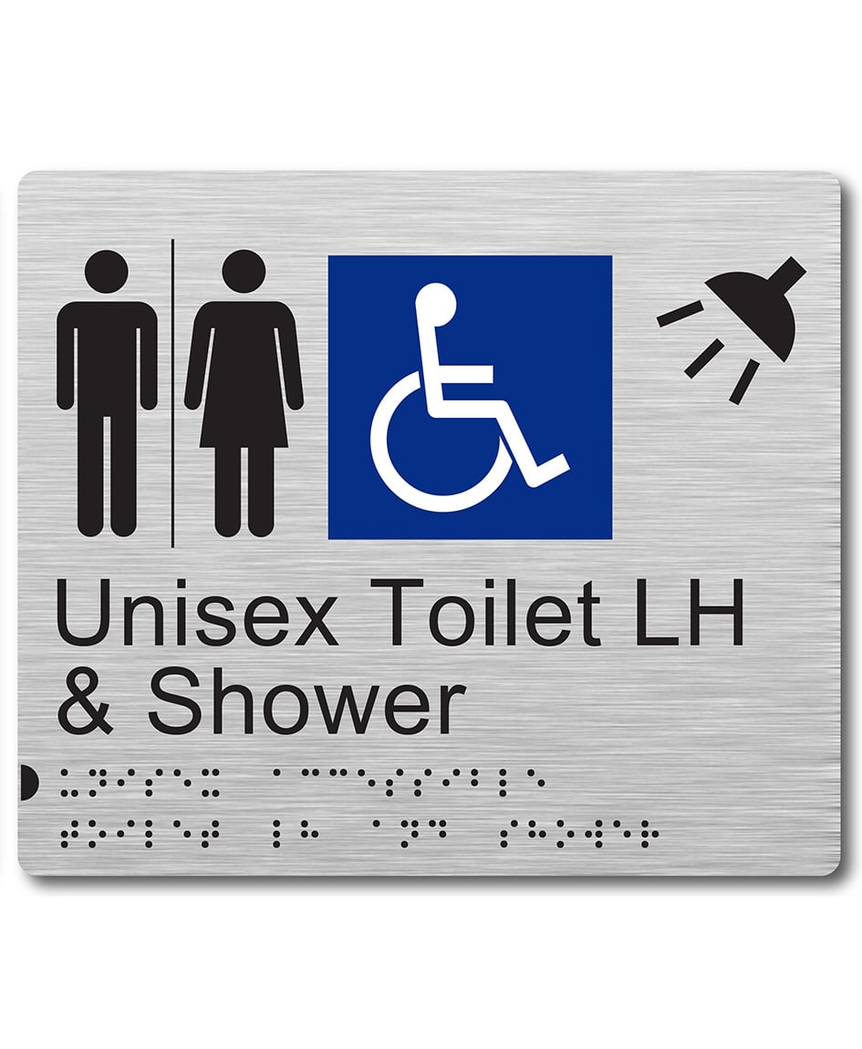 Unisex Toilet LH & Shower Braille Sign