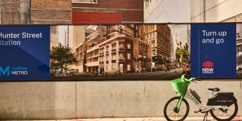 Hunter Street Station Vinyl Hoarding Street View