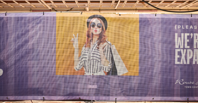 Banner Mesh Installation At Rouse Hill Shopping Centre