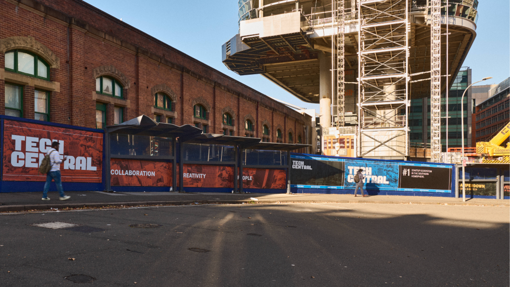 Sun and shade on construction site hoarding