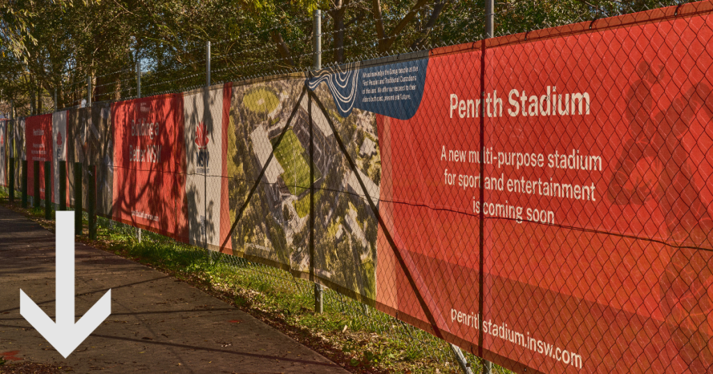 Construction Scrim on fencing for Penrith Stadium Developement