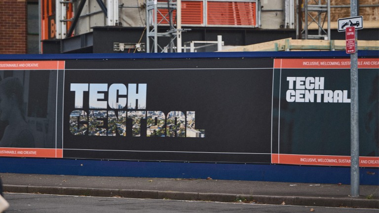Vinyl Hoarding installed at tech central sydney.