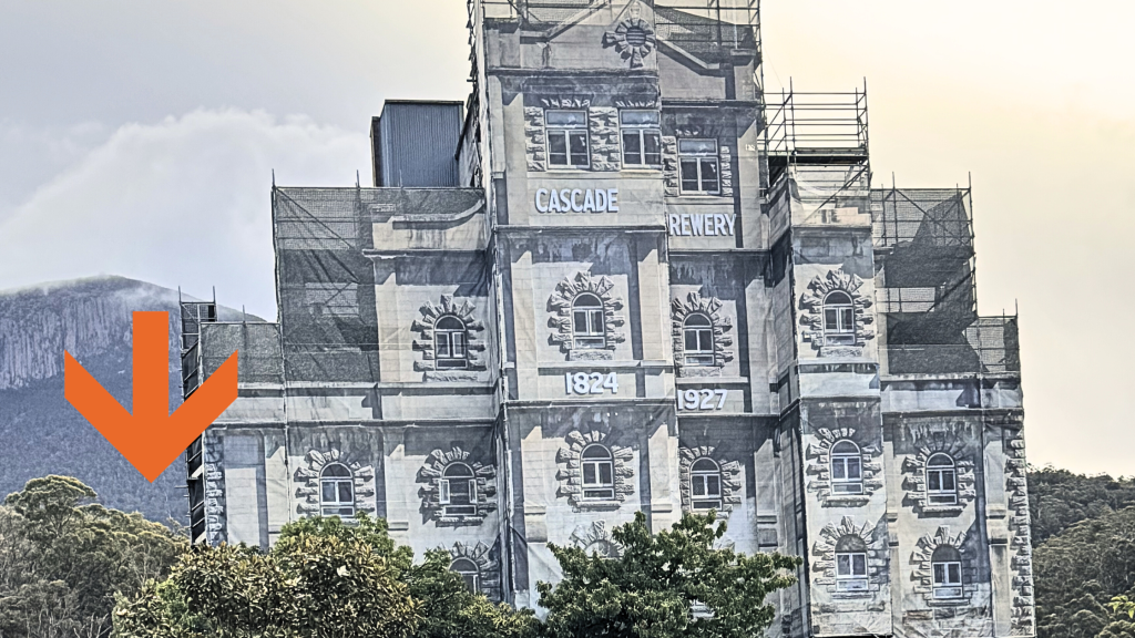 Scaffolding Building Wrap Cascade Brewery Finished