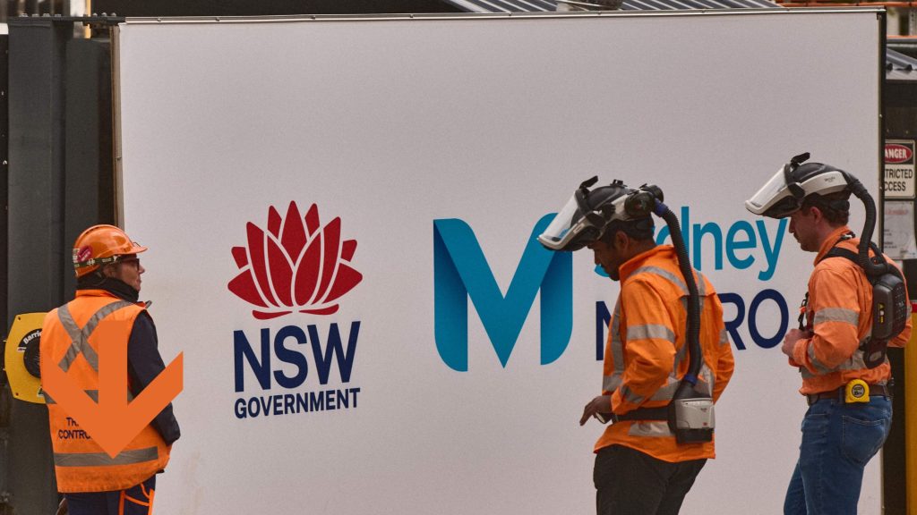 Construction site signage in winter
